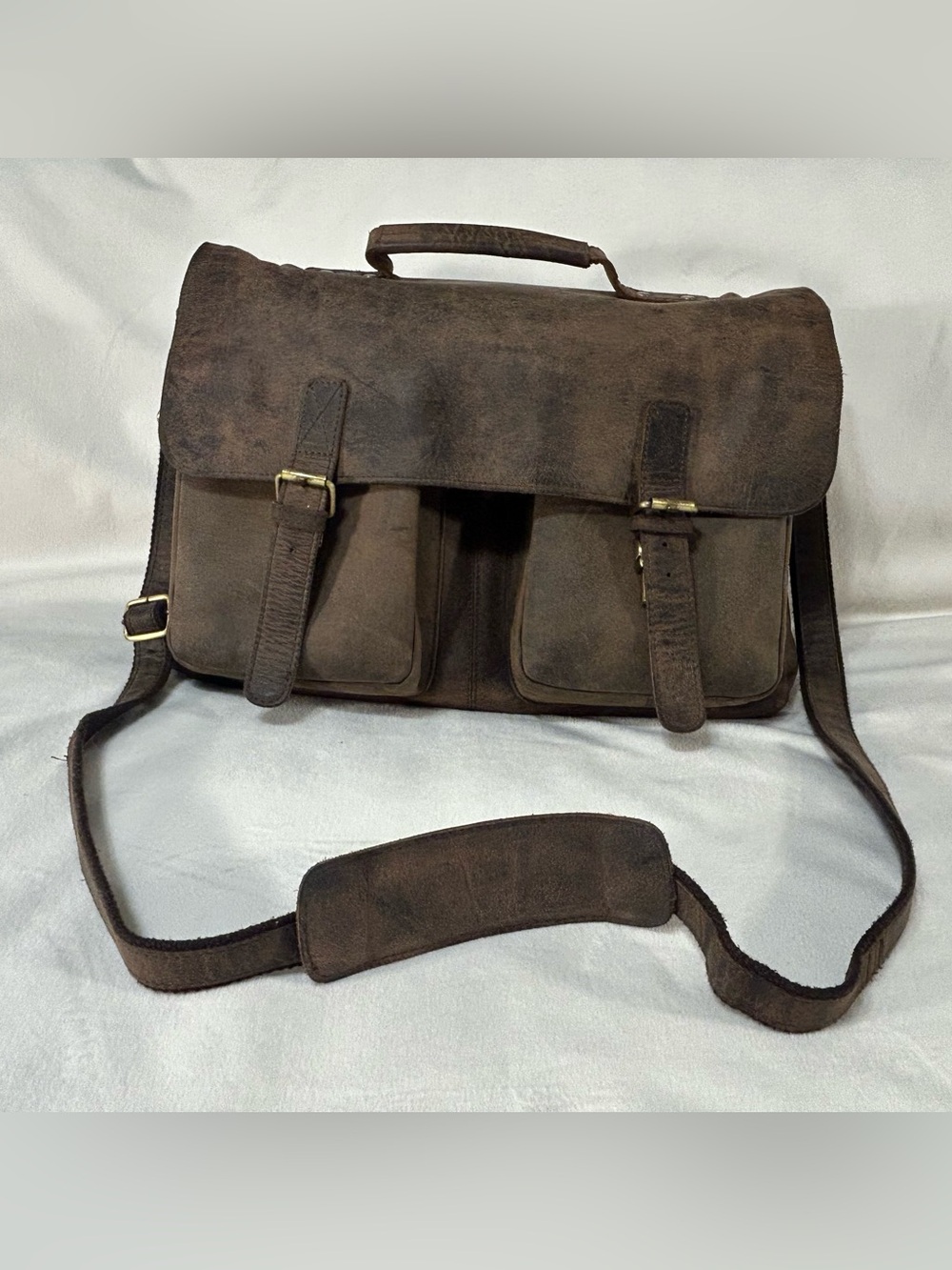 KomalC Buffalo Leather Briefcase Laptop College Messenger Bag (177)